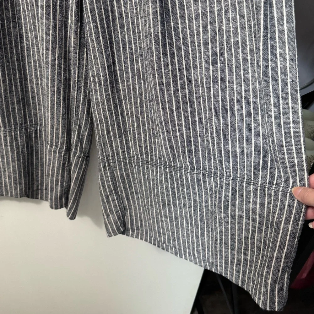 Banana Republic Linen Blend High Rise Striped Wide Leg Cropped Pants